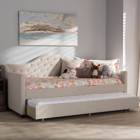 Baxton Studio Perry Modern Light Beige Daybed with Trundle 141-7929